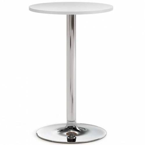 High meeting table with white top and chrome base