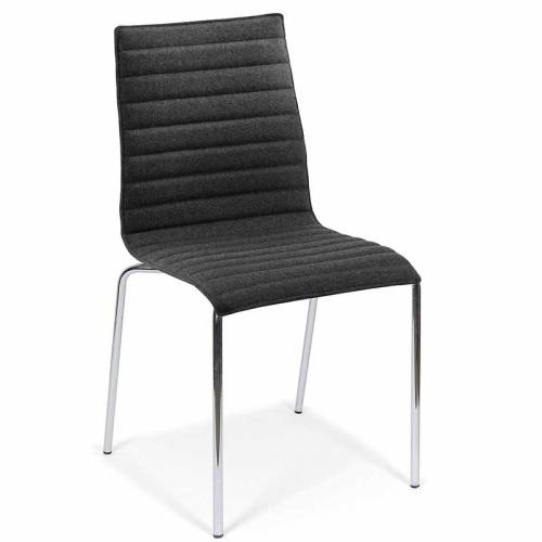Black ribbed fabric chair with chrome legs