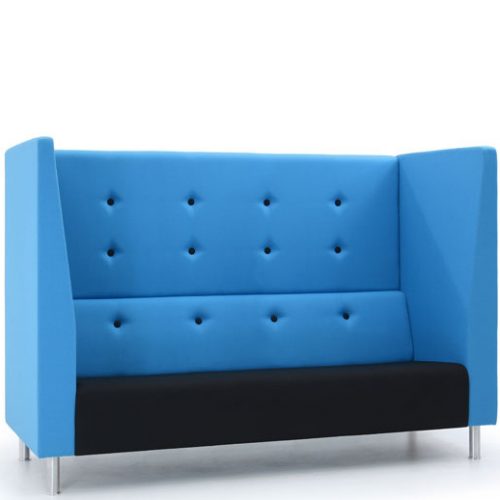 Black and blue three seater booth sofa