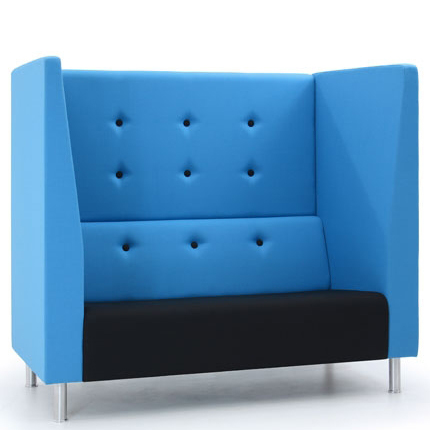 Black and blue two seater booth sofa