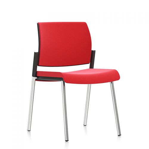 Red meeting chair with chrome legs