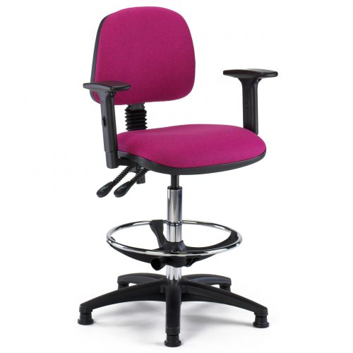 Pink draughtman chair with black arms