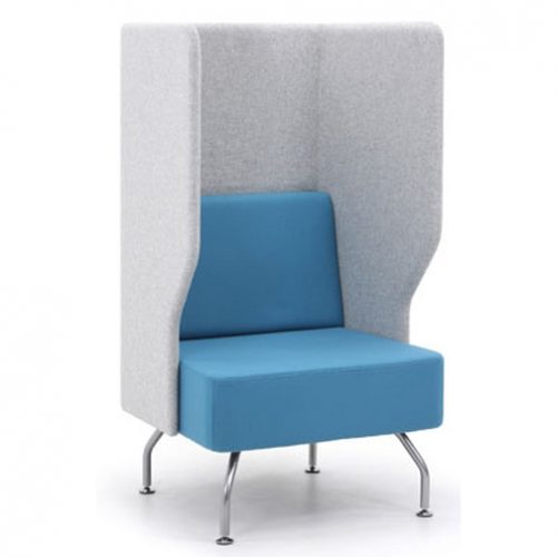 Blue and grey single seater booth