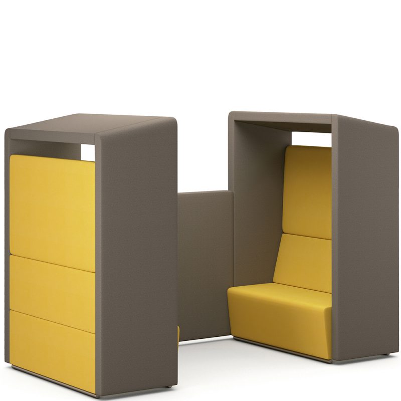 Yellow and grey four seater meeting pod