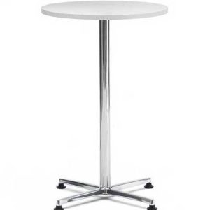 HIgh meeting table with white top and chrome 4 star base