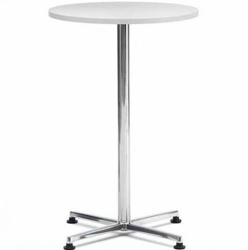 HIgh meeting table with white top and chrome 4 star base