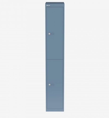 Grey-blue metal locker with two doors