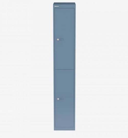 Grey-blue metal locker with two doors