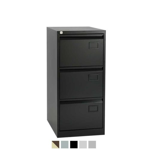 3 drawer black filing cabinet