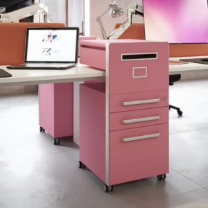 Pink Bisley Bite desk storage