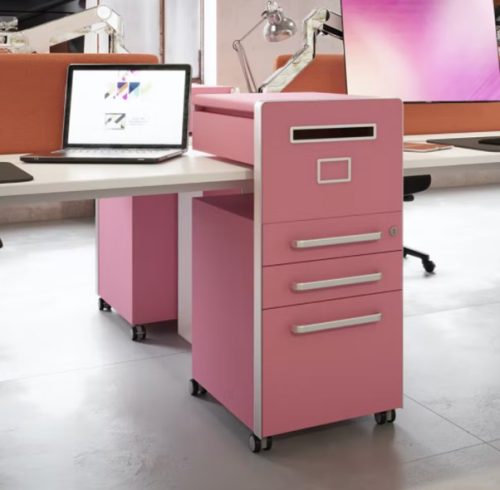 Pink Bisley Bite desk storage