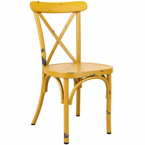 Yellow vintage cafe chair with distressed feel