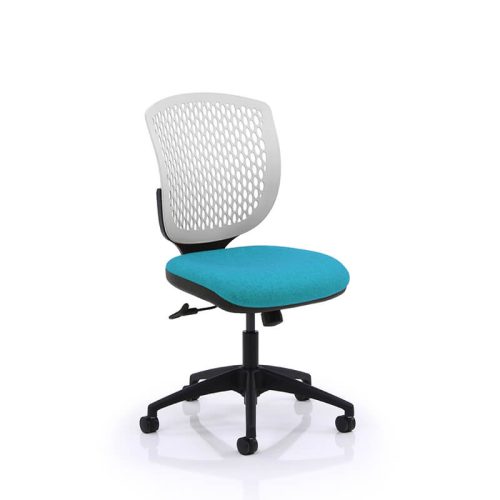 Carlo task chair with white back and bright blue seat