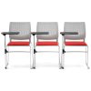 3 white and red chairs