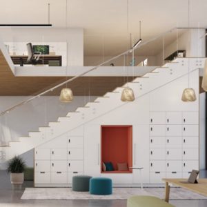 White Lockerwall under a flight of stairs