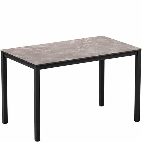 Rectangular bar table with marble-effect top and black legs