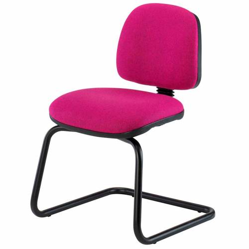 Pink meeting chair with black cantilever base