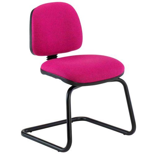 Pink meeting chair with black cantilever base