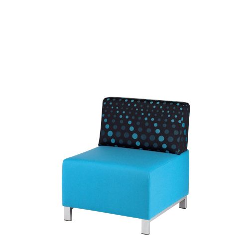 Blue armchair with patterned back