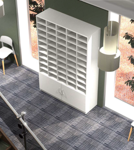White pigeonhole unit