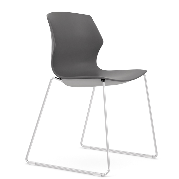 Dark grey chair with chrome legs