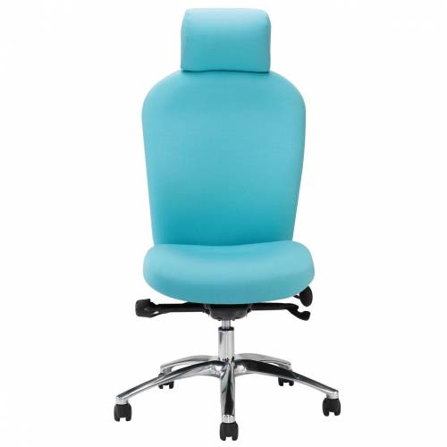 Blue desk chair with headrest