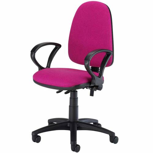 Pink desk chair with ring arms and swivel base