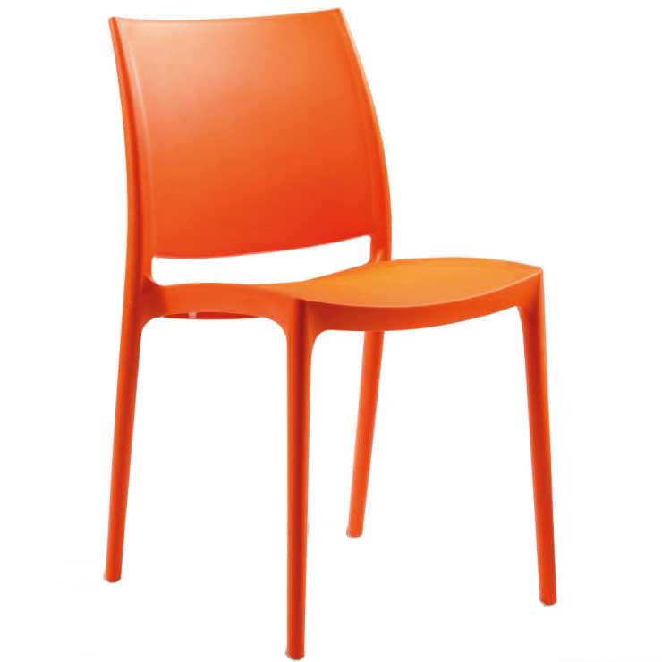 Orange chair with hard seat and back