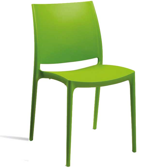 Green chair with hard seat and back