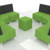 Soft seating in green and black