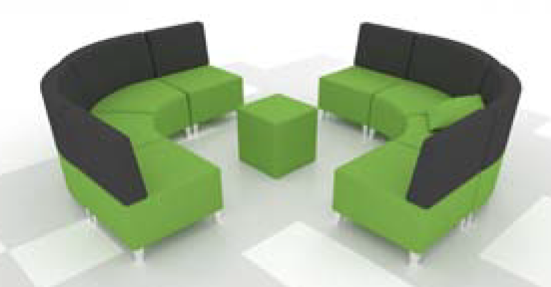 Soft seating in green and black