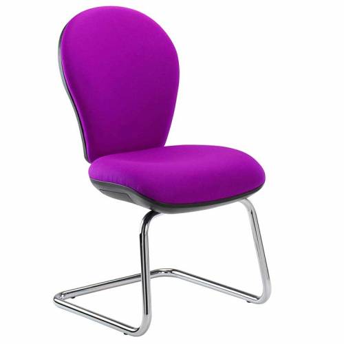 Purple meeting chair with cantilever base