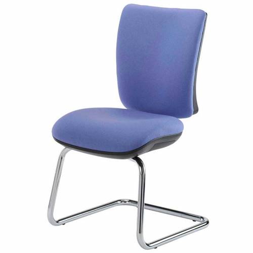 Blue chair with chrome cantilever base