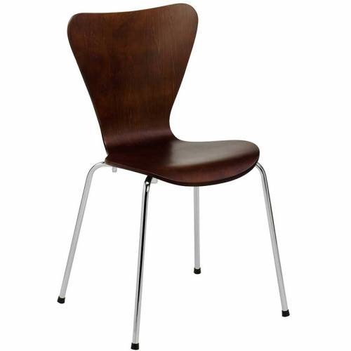 Wooden cafe chair with chrome legs