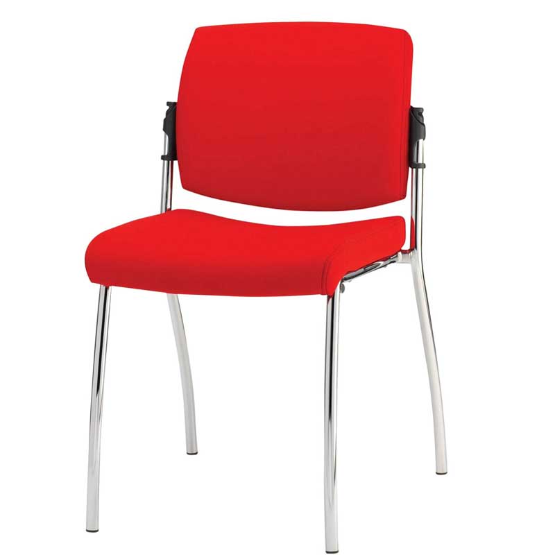 Bright red office chair with chrome legs