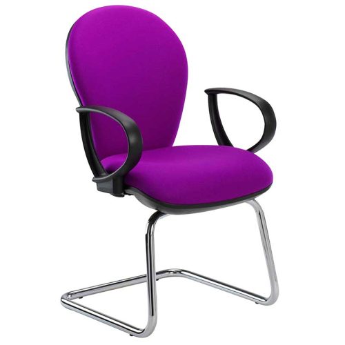 Purple meeting chair with ring arms and cantilever base