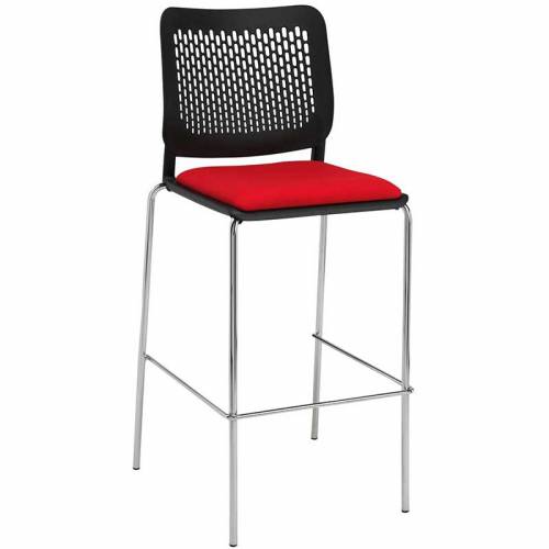 Red and black stool with chrome legs