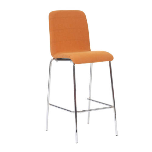 Ultra high chair with chrome legs and orange upholstery