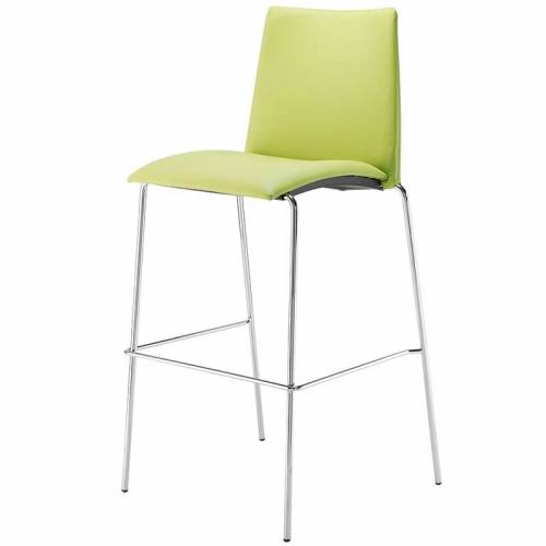 Lime green stool with backrest and chrome legs