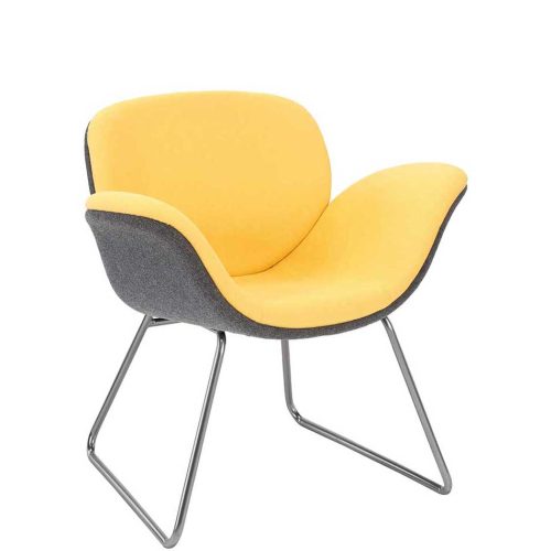 Yellow and grey chair with chrome base