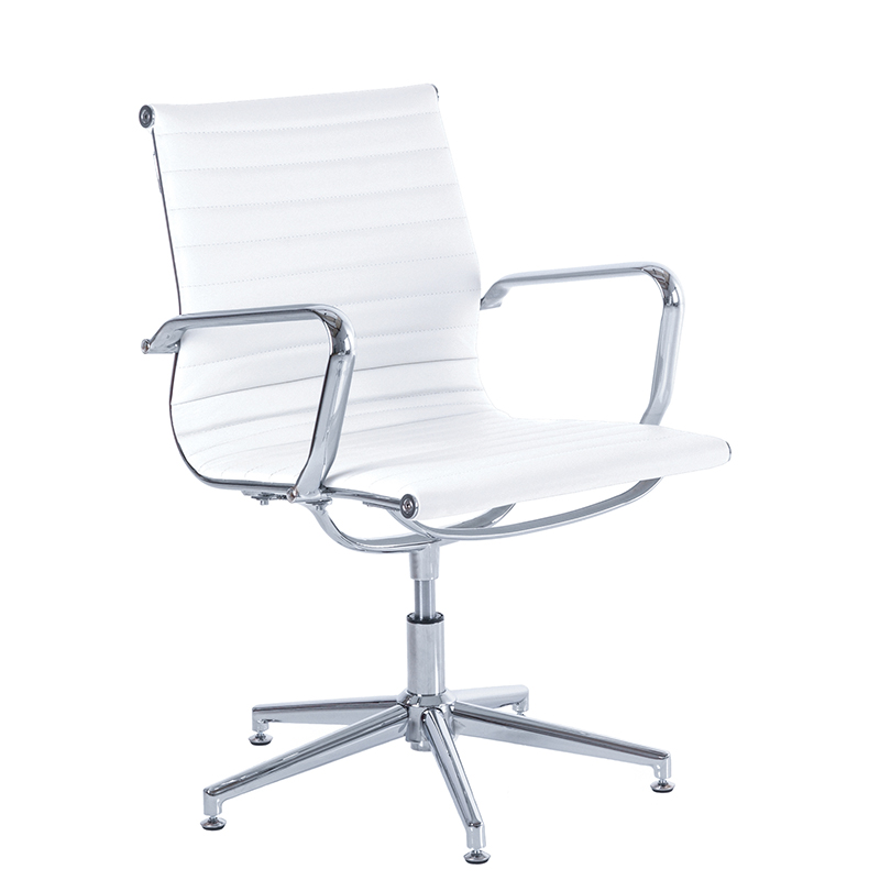 White Swivel Chair In Leather Am3 W Hsi Office Furniture