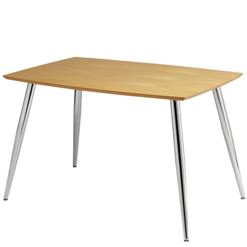 Rectangular wooden table with chrome legs