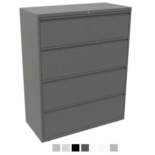 Grey filing cabinet with 4 drawers