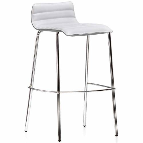 White bistro stool with chrome legs