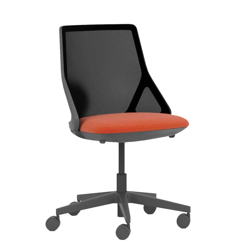 Cicero chair with orange seat and black mesh back