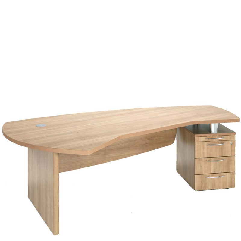 Wooden desk with built-in storage drawers