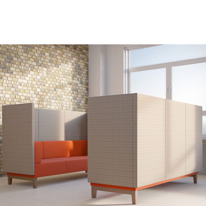 Orange and grey booth seating