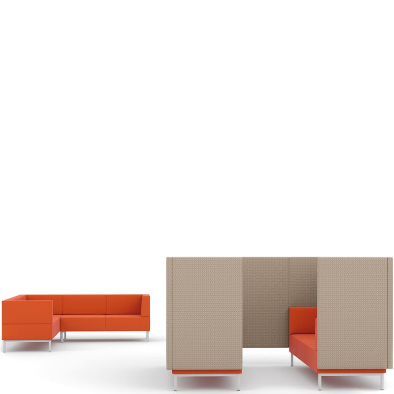 Orange and grey corner sofa and booth seating