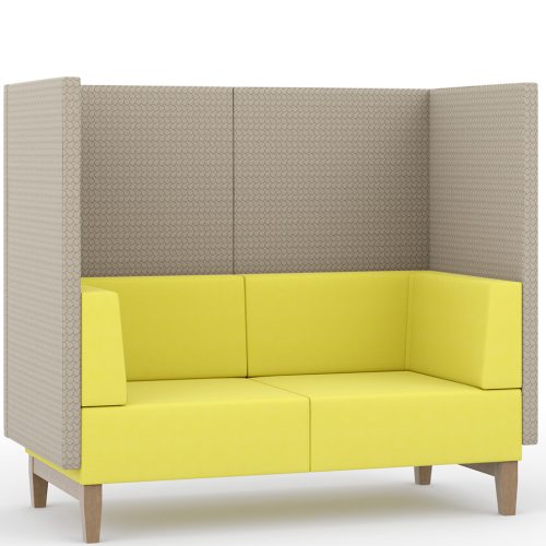 Yellow and grey booth seating