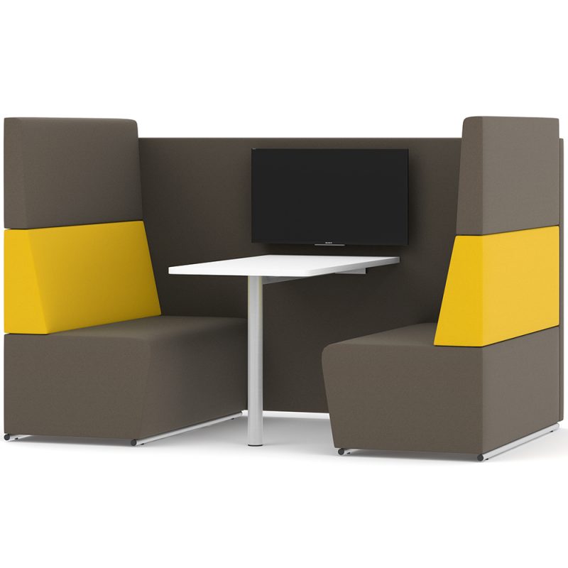 Yellow and brown meeting booth seating